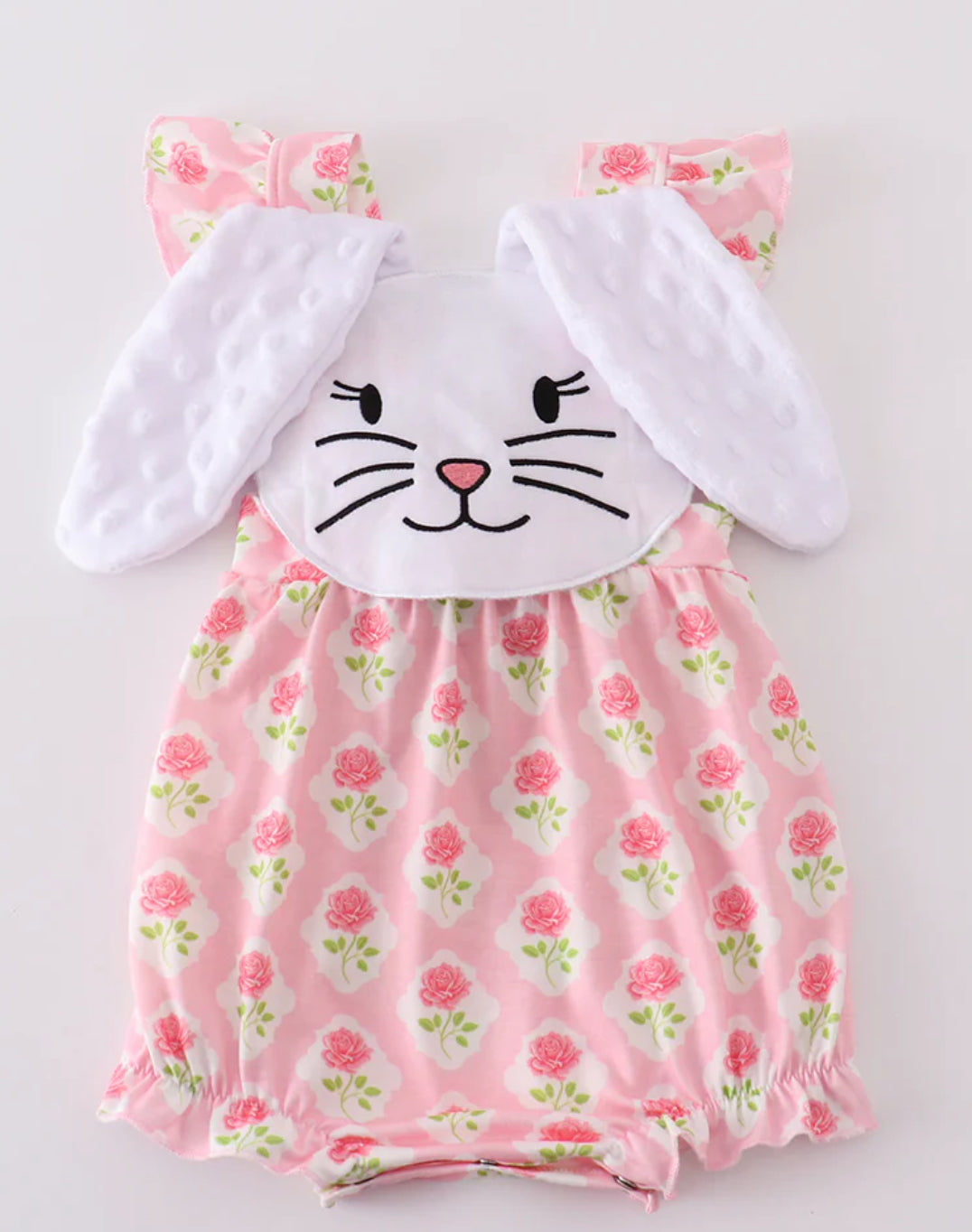Pink bunny baby romper