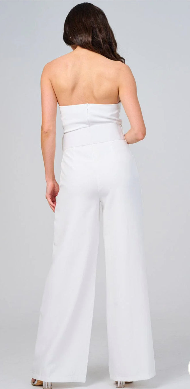 Women’s sleeveless front pocket belted wide leg jumpsuit