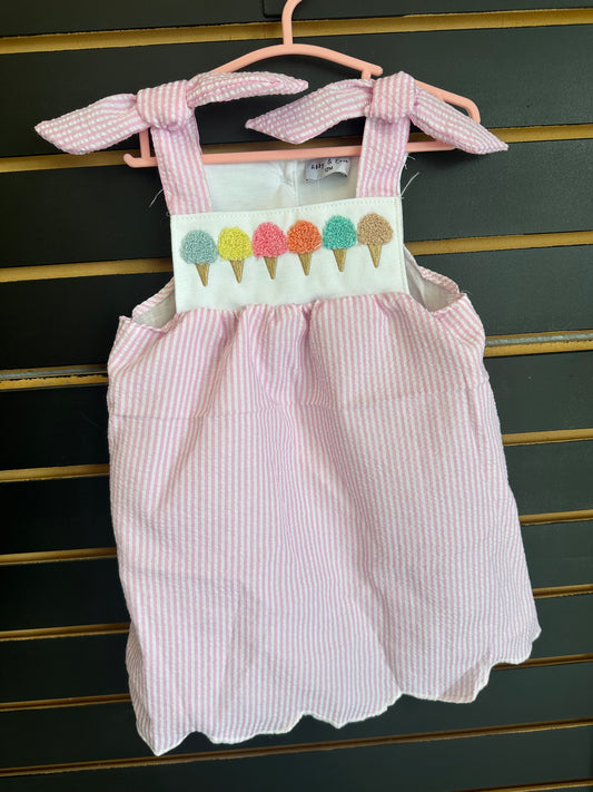 Pink ice cream French knot dress