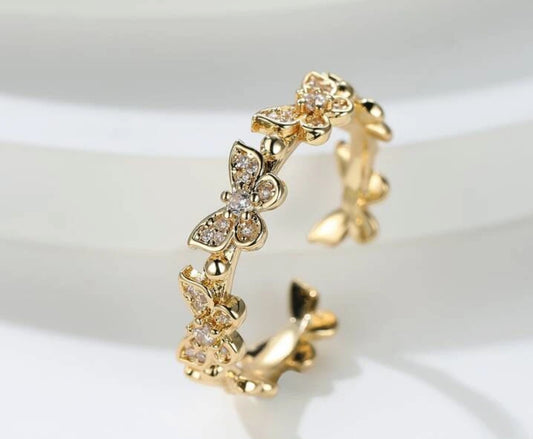 Gold butterfly ring