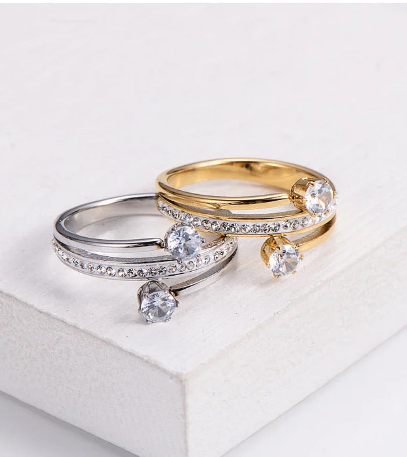 Silver and gold rings