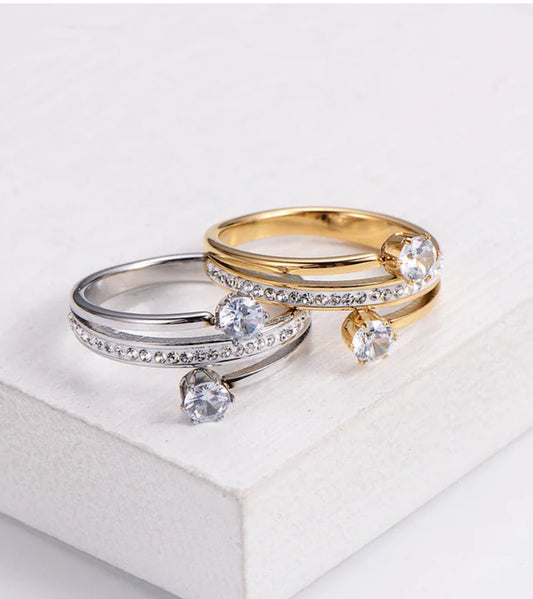Silver and gold rings
