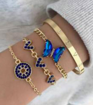 Set of 4 bracelets blue