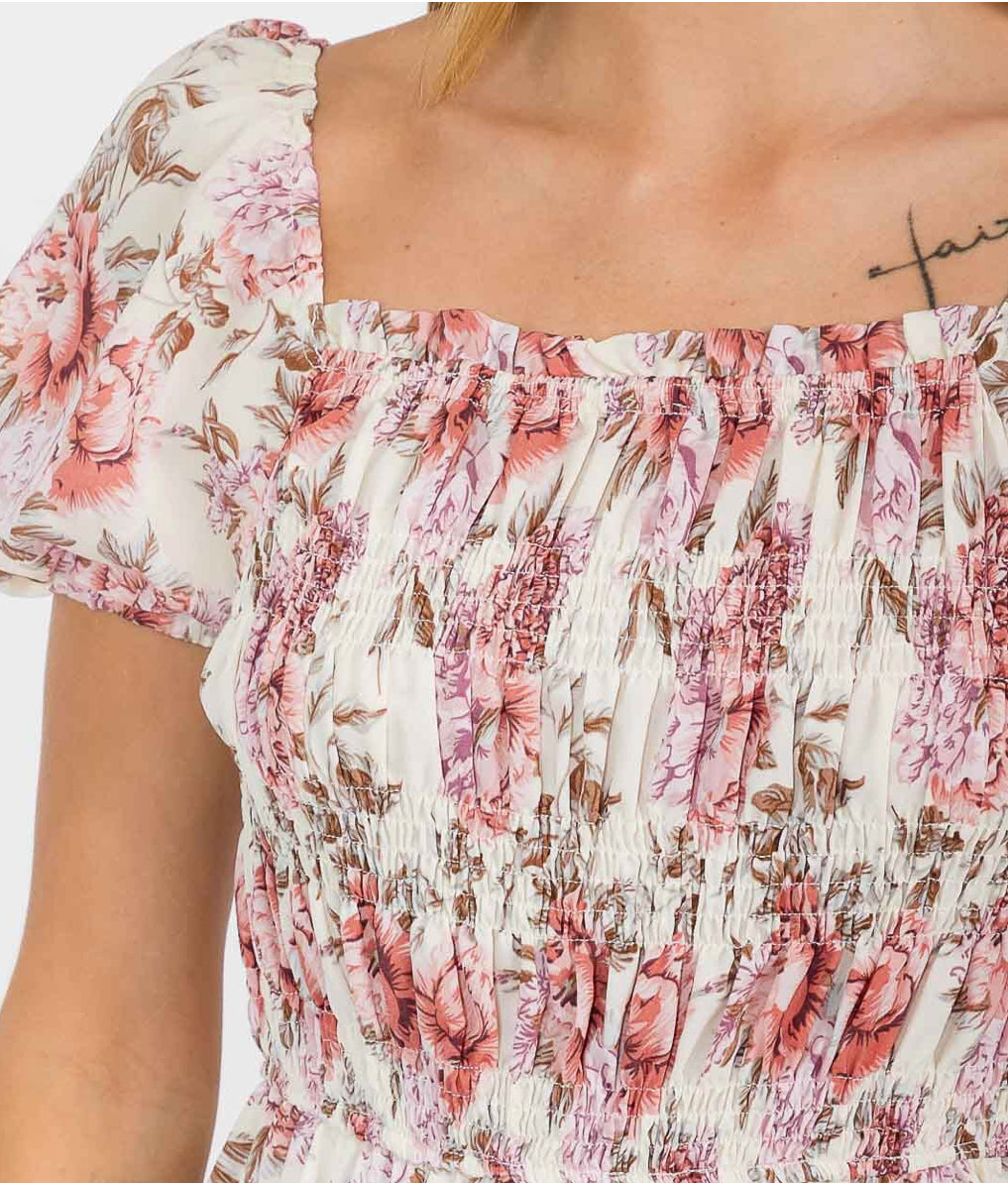 Women’s short sleeves floral mini dress