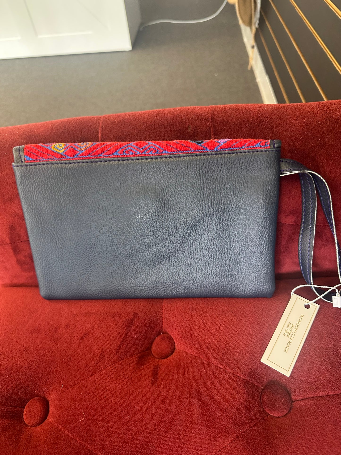 Navy and Red leather wallet/ Purse