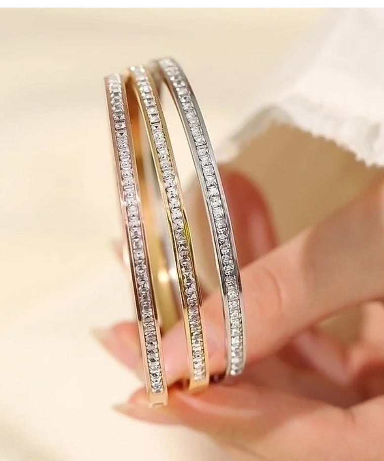 Rose gold and rhinestone bracelet