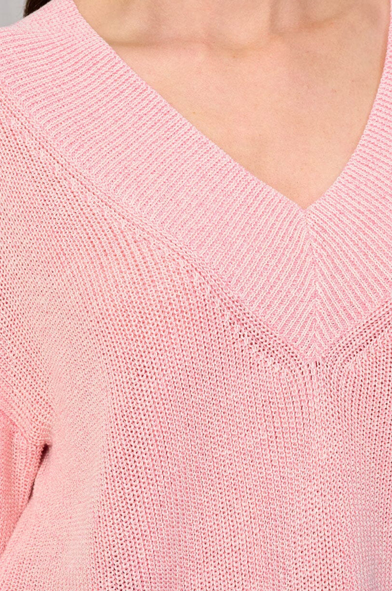 WOMEN'S LONG SLEEVE V-NECK KNIT PULLOVER SWEATER