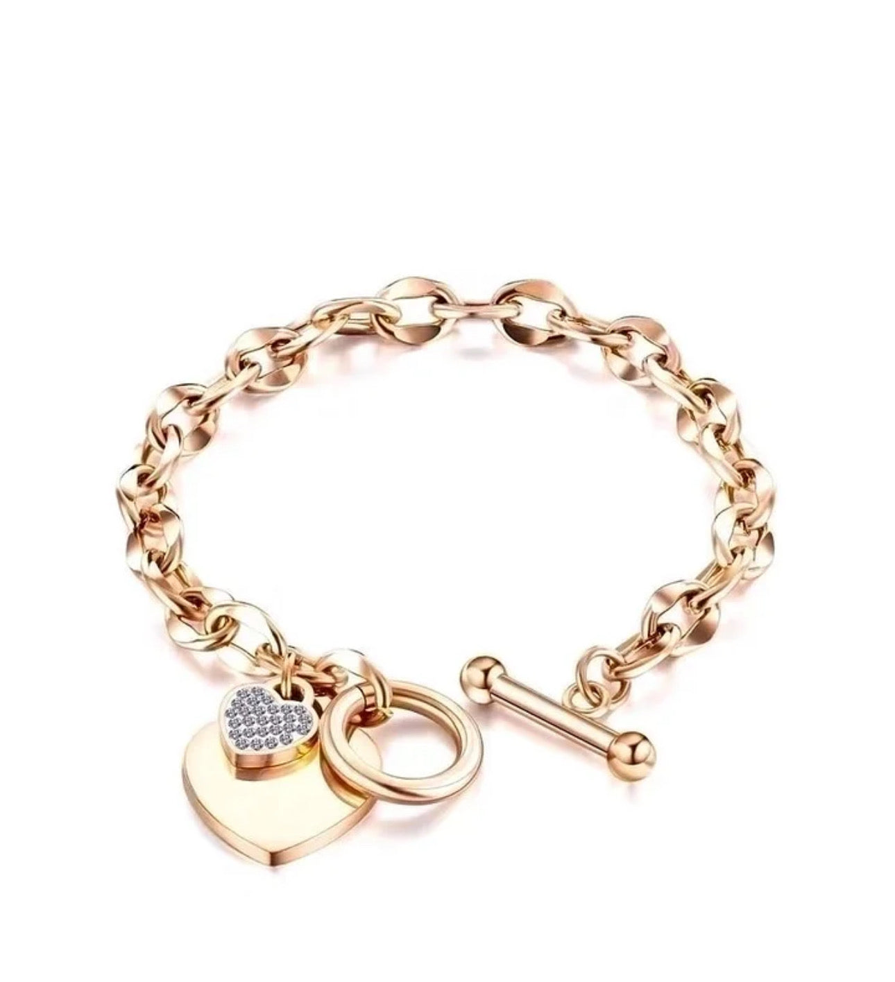 Rose gold, gold and silver heart bracelets, sold individually