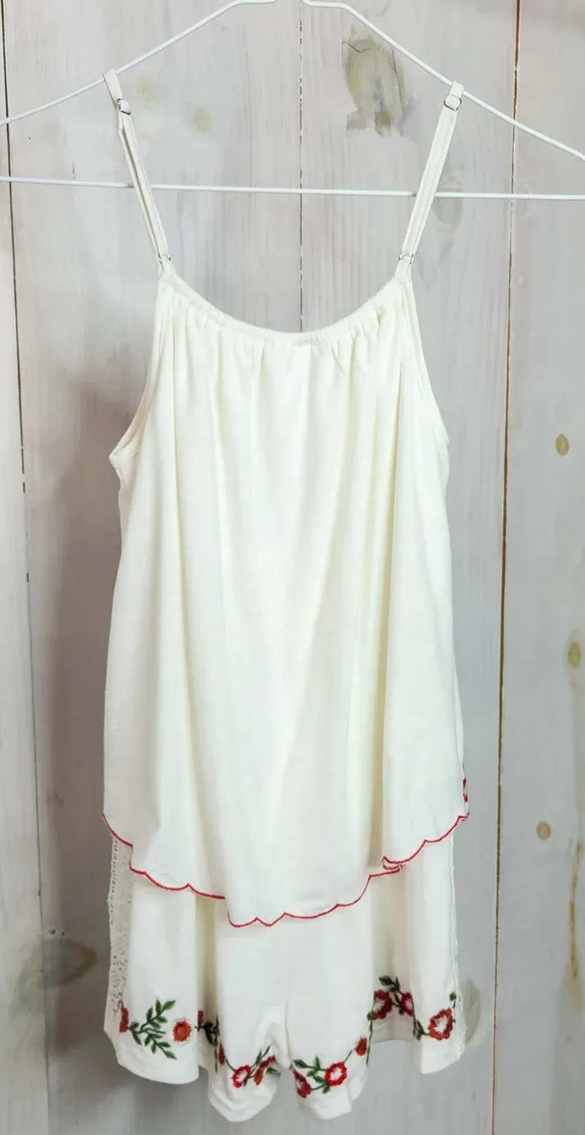 Girls floral embroidered sleeveless romper