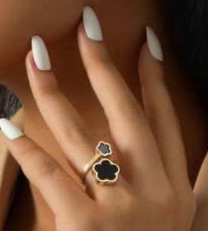 Black adjustable ring