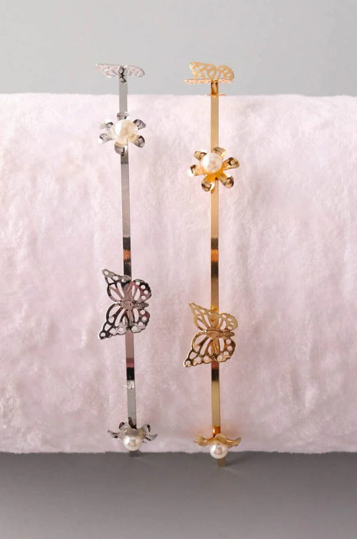 Gold  and silver flower and butterfly headband