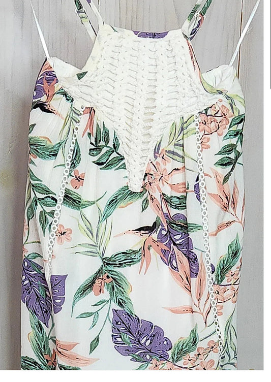 Girls floral crochet details sleeveless maxi Dress