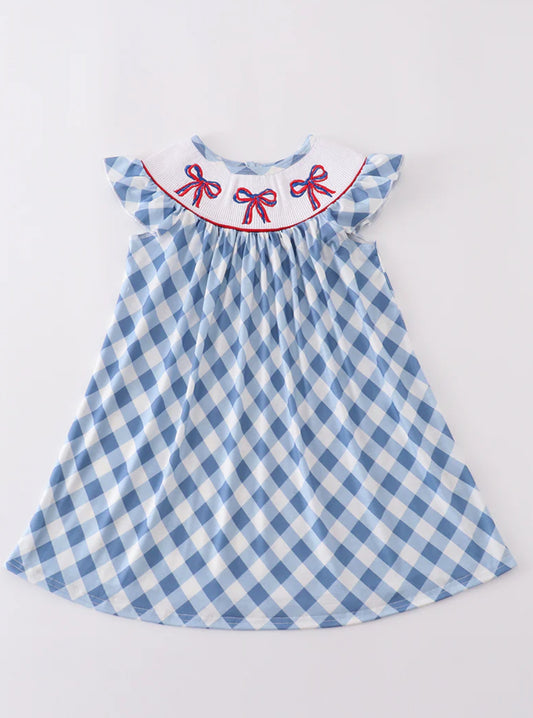 Blue how embroidered dress