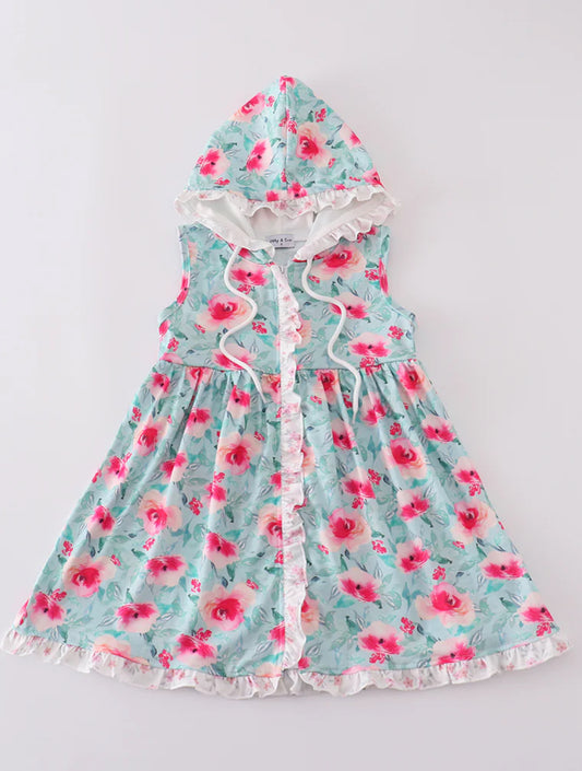 Rose garden hoodie coverup
