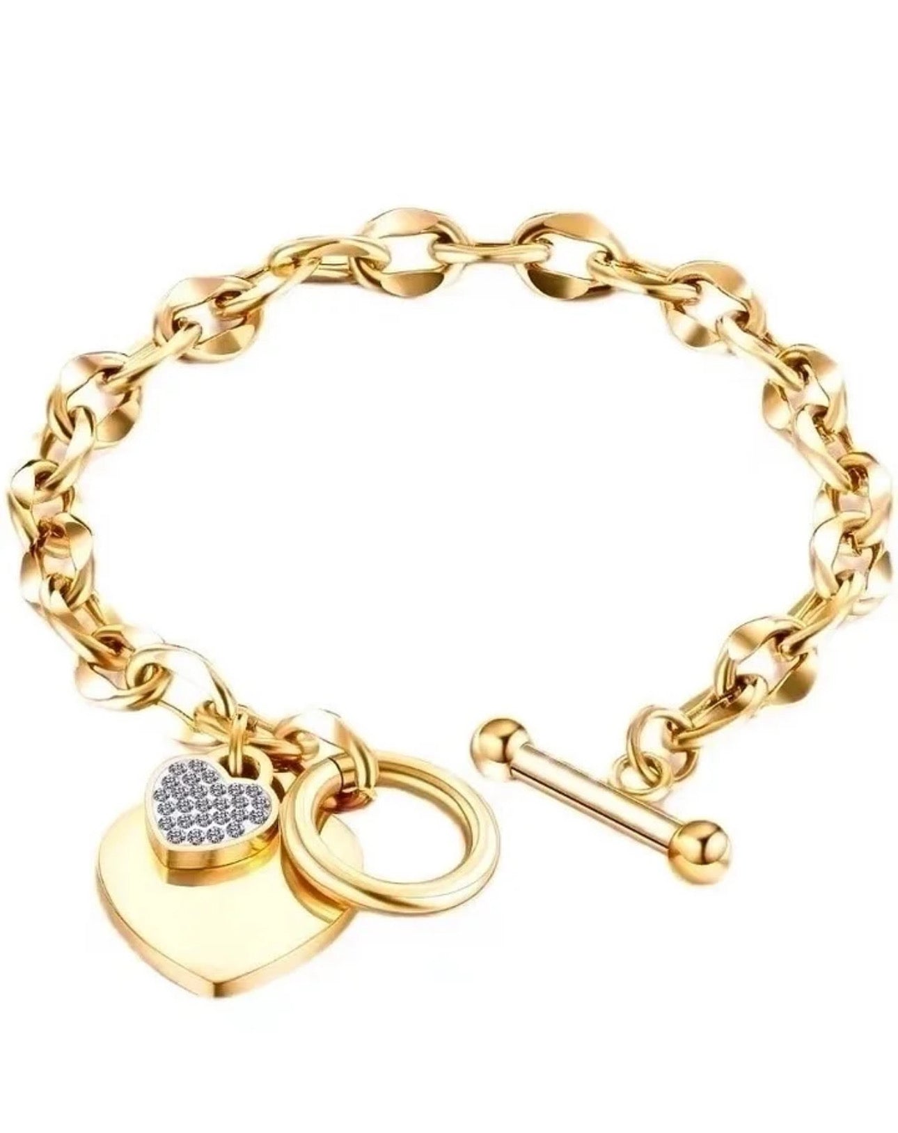 Rose gold, gold and silver heart bracelets, sold individually