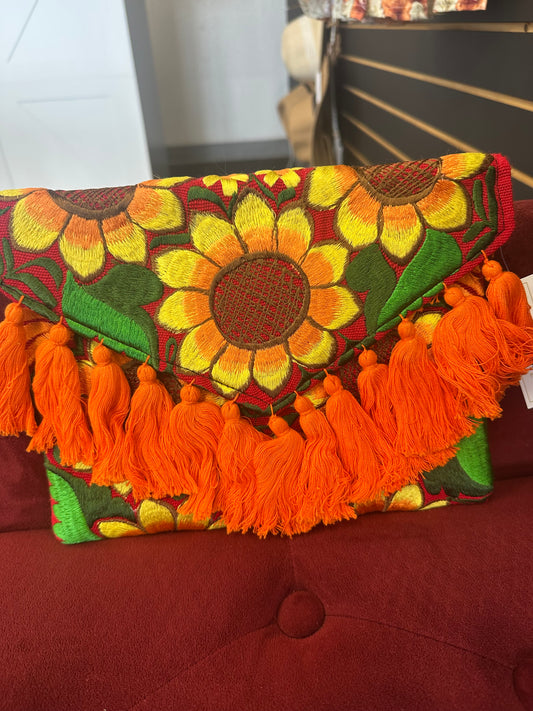 Orange sunflower purse