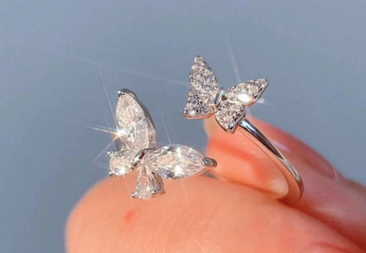 Silver butterfly ring