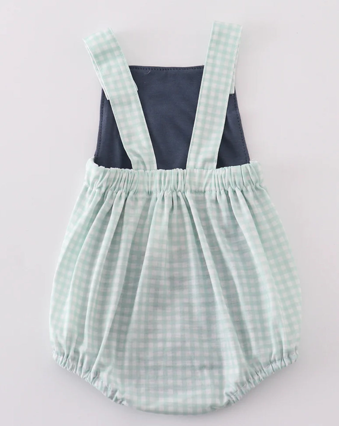 Navy puppy birthday boy romper