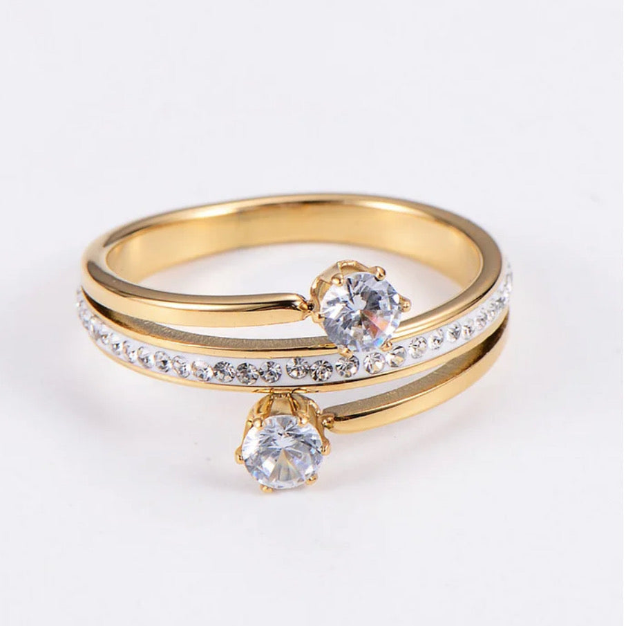 Silver and gold rings