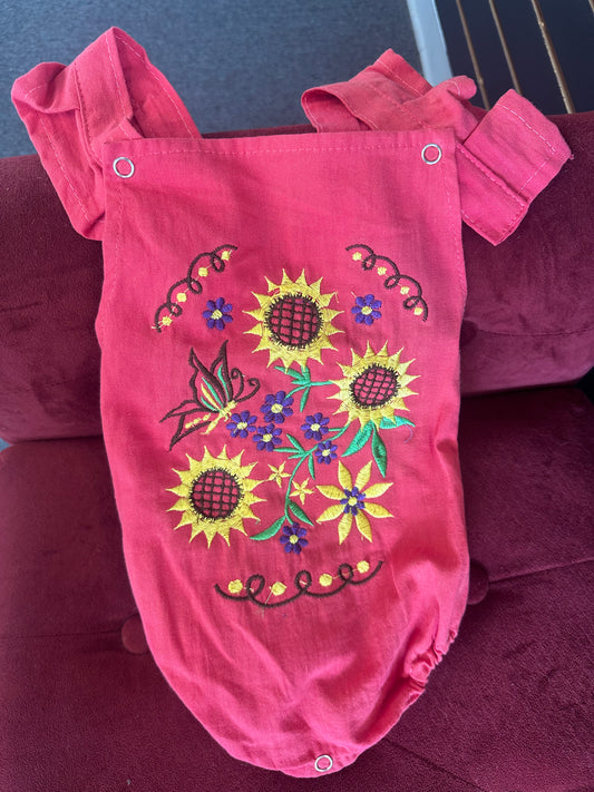 Girls orange embroidered romper