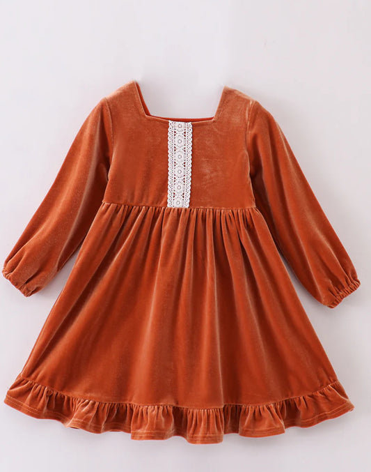 Caramel velvet dress