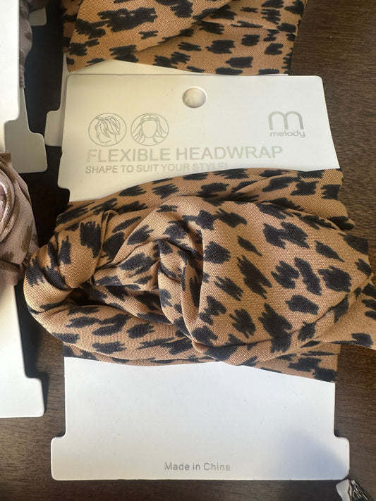 Cheetah head wrap brown