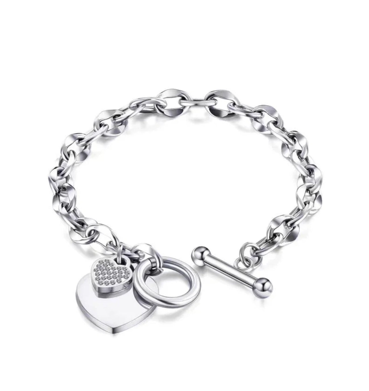 Rose gold, gold and silver heart bracelets, sold individually