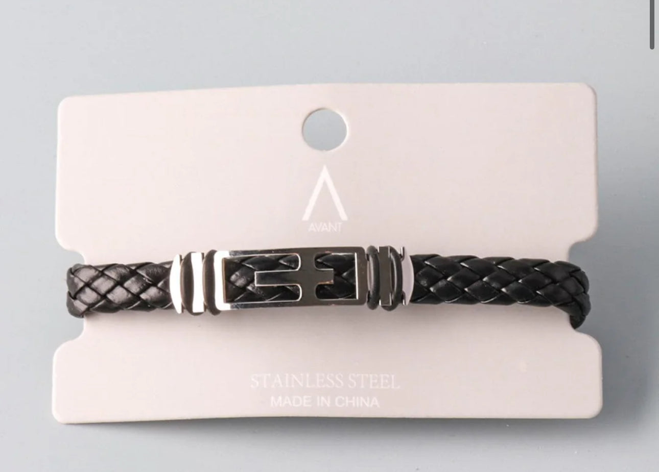 Black and sliver cross bracelet