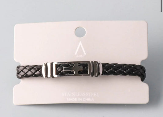 Black and sliver cross bracelet