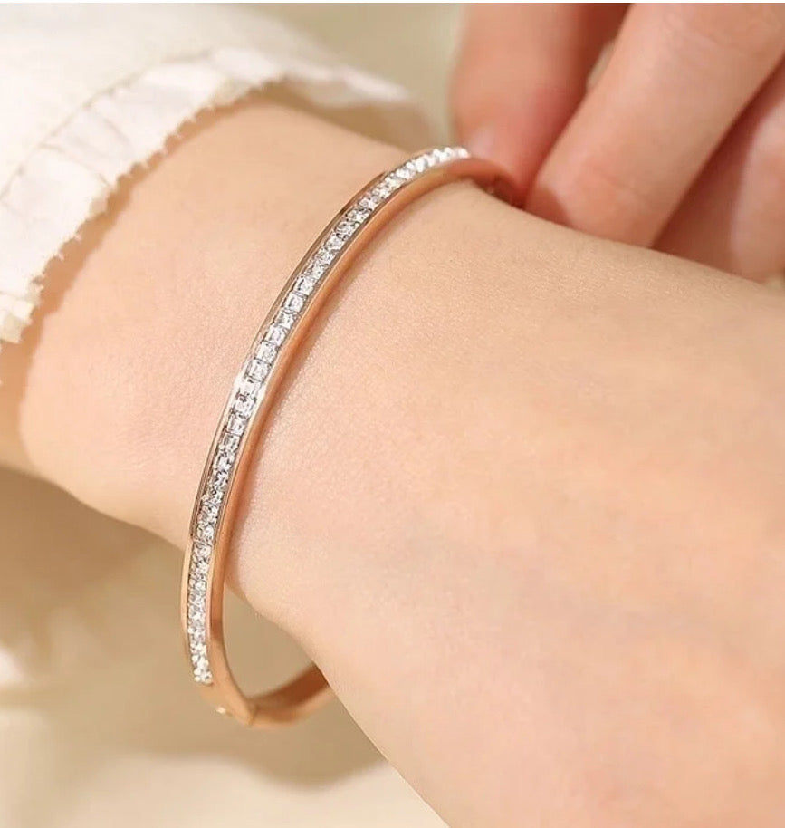 Rose gold and rhinestone bracelet
