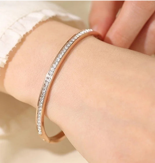 Rose gold and rhinestone bracelet