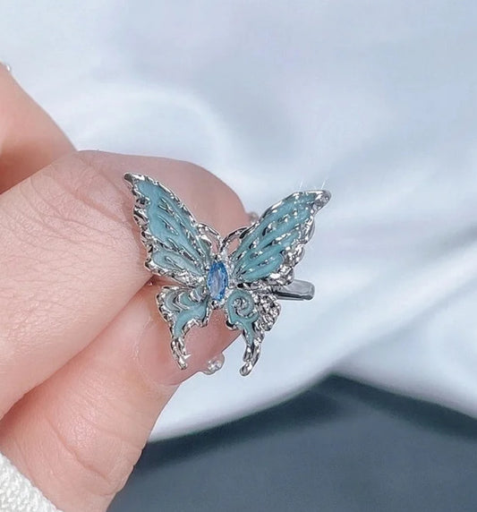 Blue butterfly ring