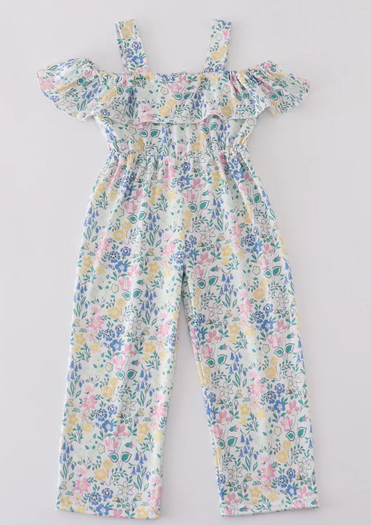 Blue floral romper