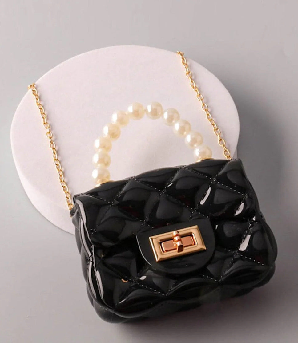 Black pearl detail girl purse