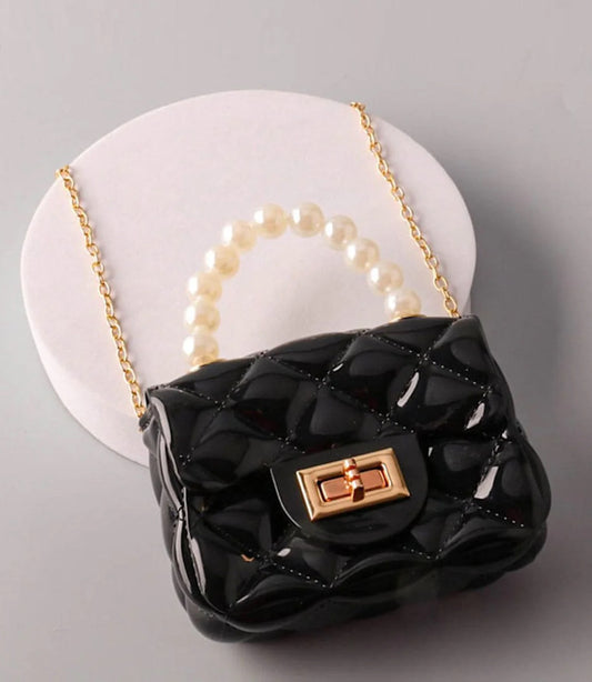 Black pearl detail girl purse