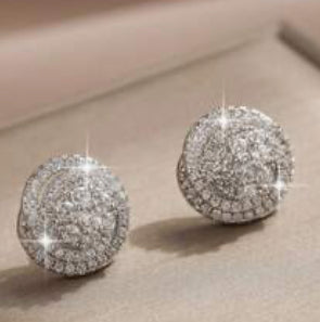 Rhinestone earrings round