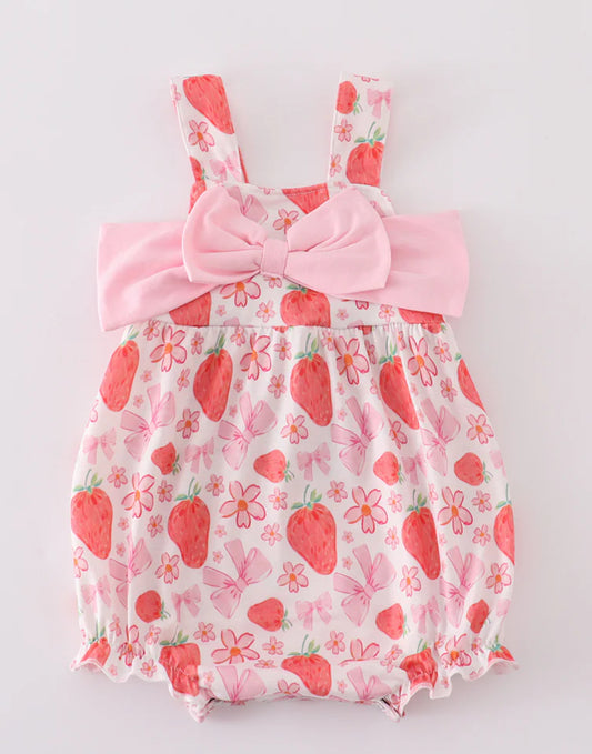 Pink strawberry romper