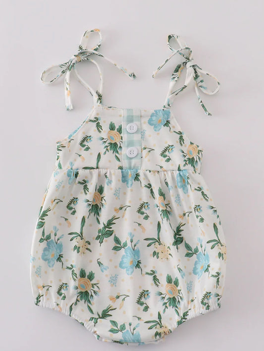 Green floral romper