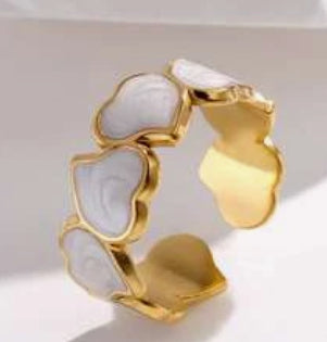 Gold and white heart ring