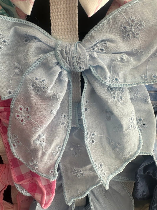 Blue bow with design