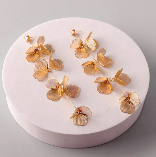 Gold flower earrings