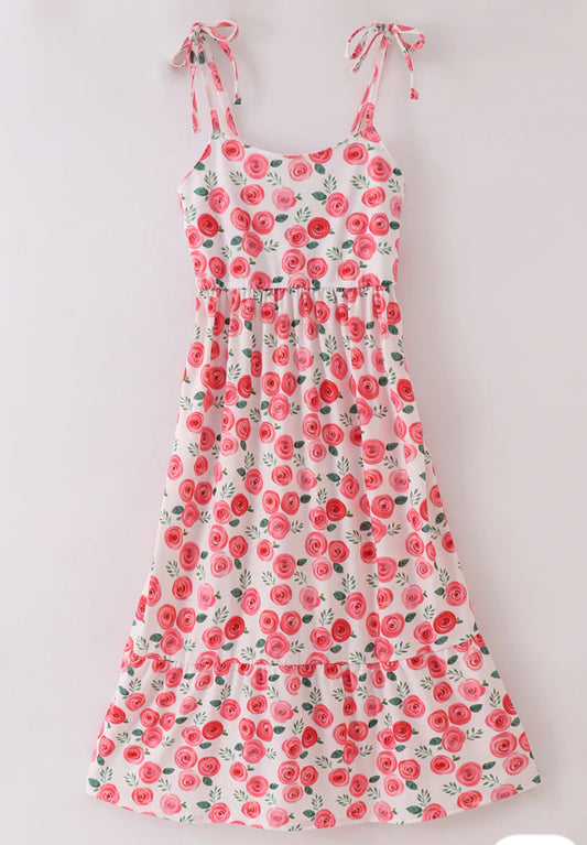 Pink floral print dress