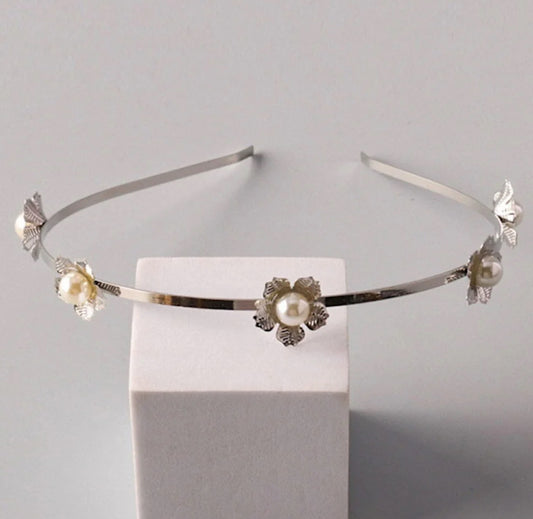 Silver and gold flower headband
