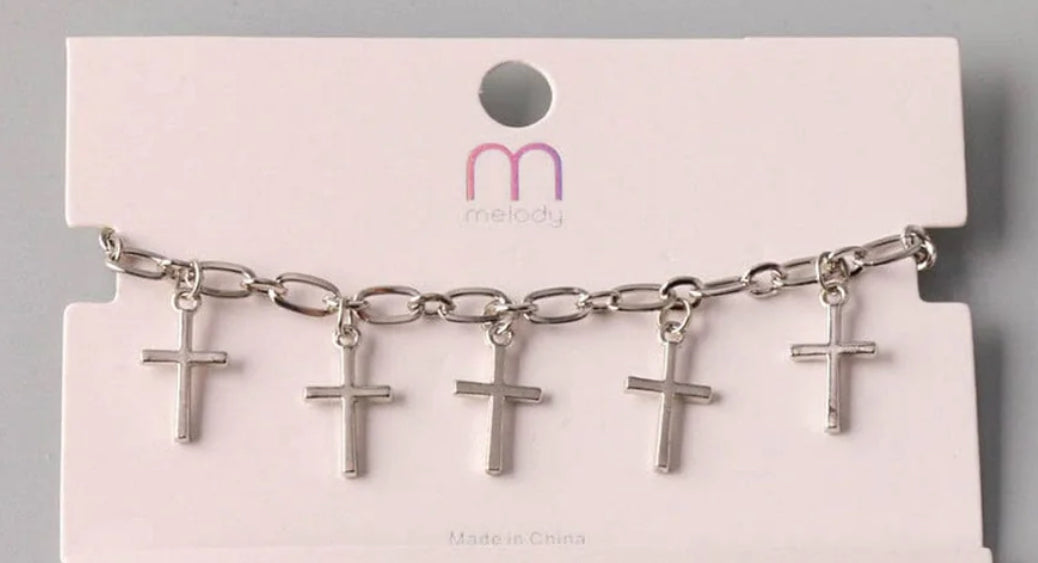Silver cross bracelet