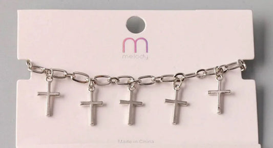 Silver cross bracelet