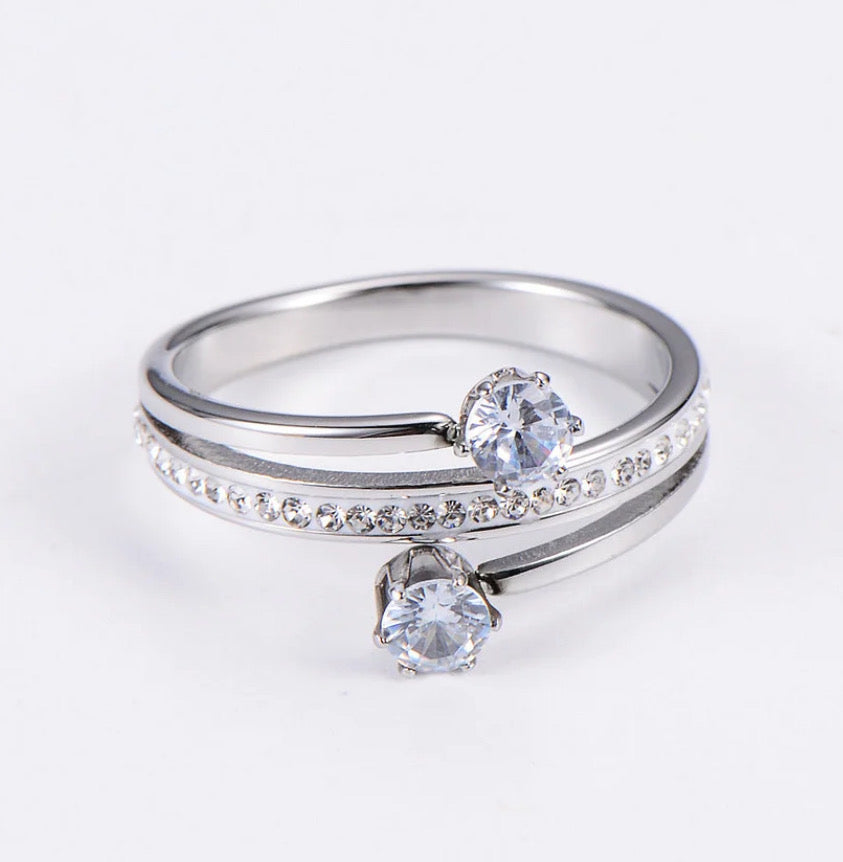 Silver and gold rings