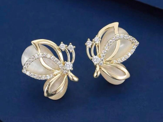 Gold butterfly earrings
