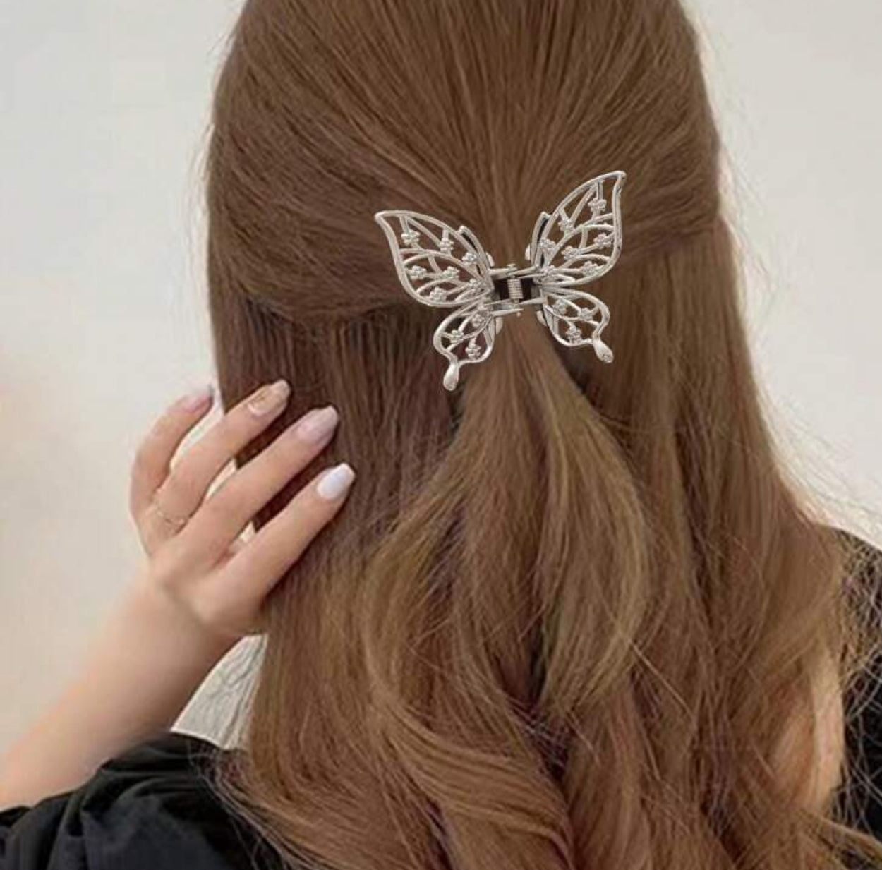Silver butterfly hair clip