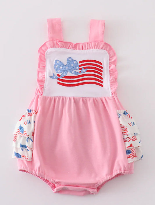 Pink flag ruffle girl bubble