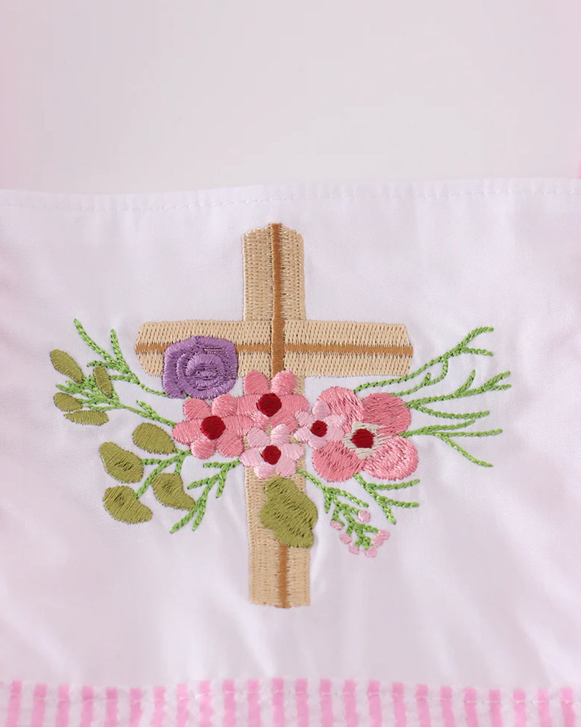 Pink cross embroidery dress